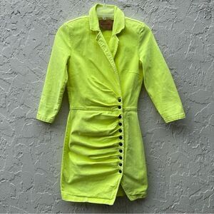 RETROFETE Willa Denim Jean‎ Mini Dress Size Small Stretchy Button Front